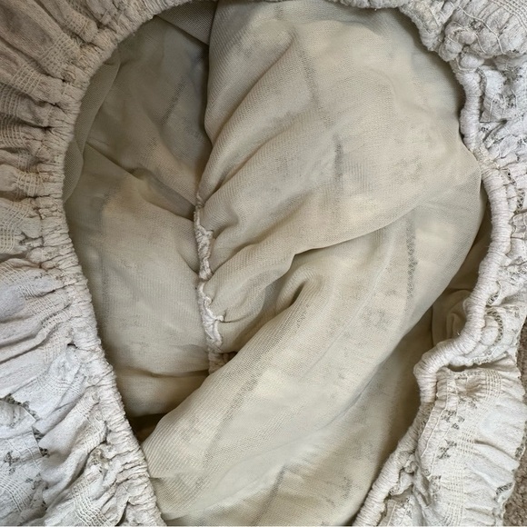 Cottagecore Lace Crochet Balloon Long Sleeve White Ivory Blouse Top Large - Picture 6 of 6